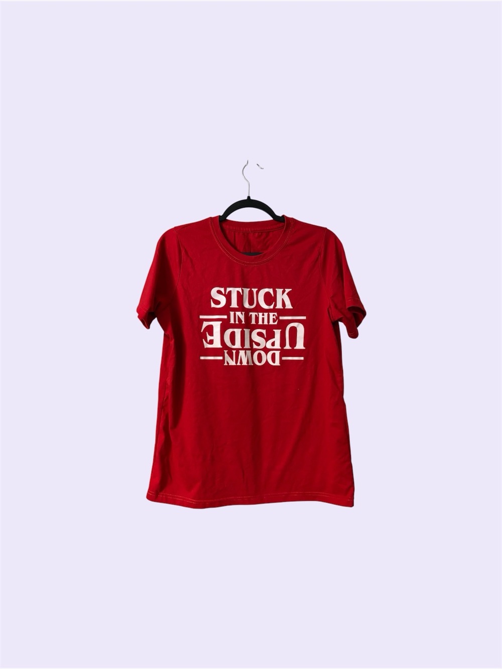 Red Graphic Crewneck T-Shirt - Stuck in the Upside Down